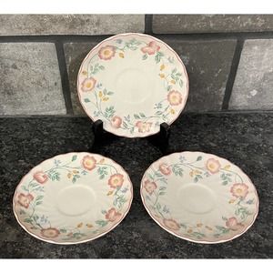 3 Vintage Churchill Staffordshire Briar Rose Saucers
